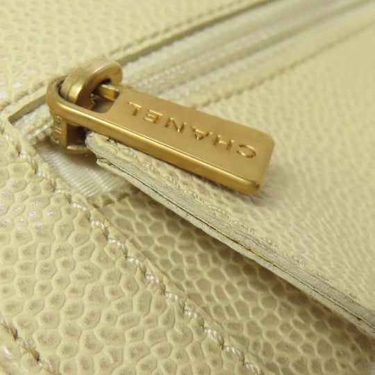 CHANEL Bifold Wallet Grained Calfskin Skin yellow COCO Mark Gold Metal Women Used Authentic