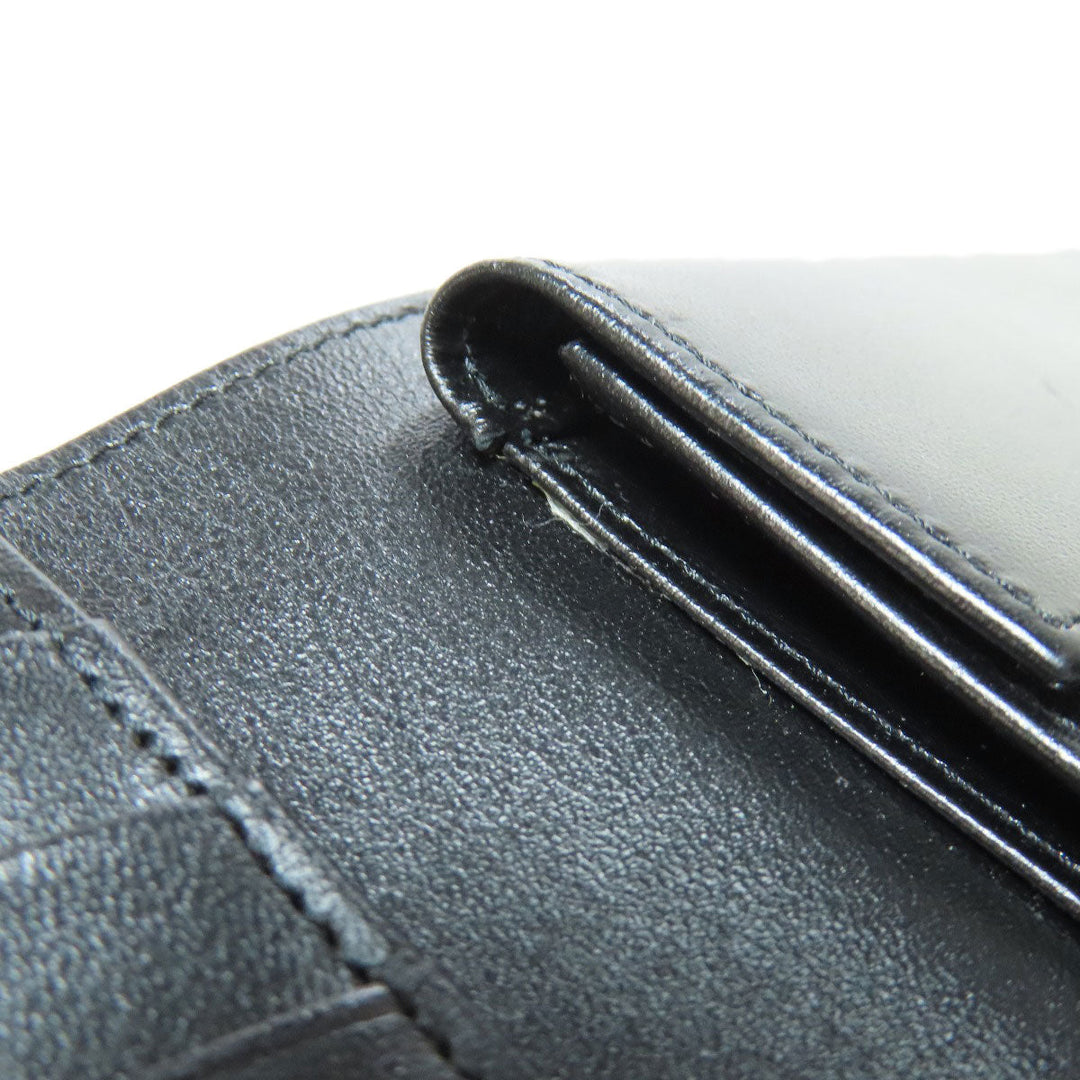 MONTBLANC Bifold Wallet leather black logo Women Used Authentic
