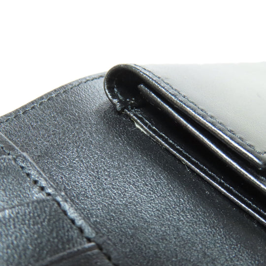MONTBLANC Bifold Wallet leather black logo Women Used Authentic