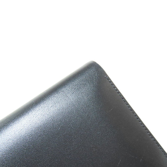 MONTBLANC Bifold Wallet leather black logo Women Used Authentic