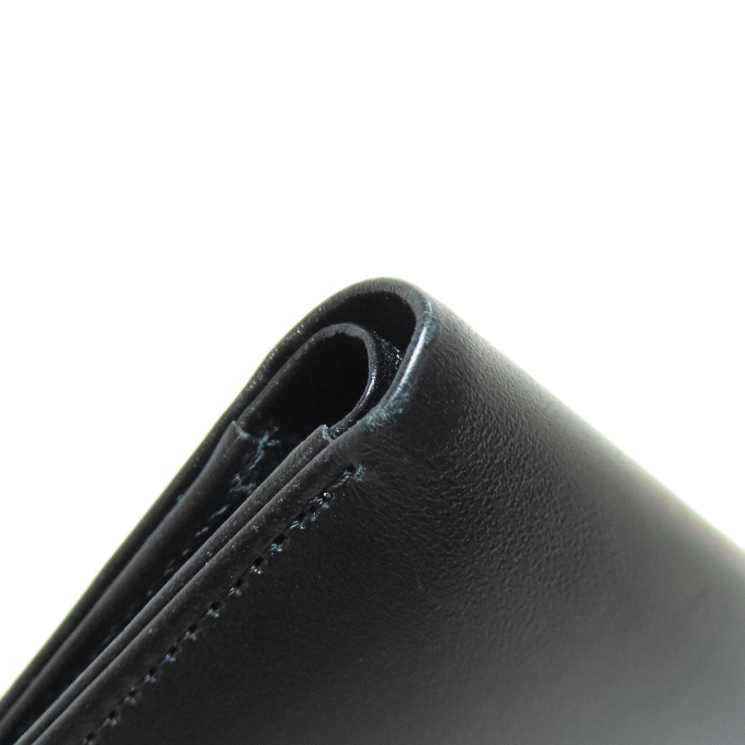 MONTBLANC Bifold Wallet leather black logo Women Used Authentic