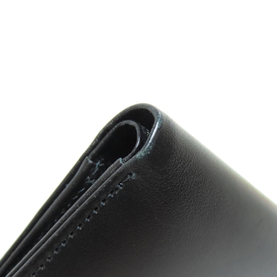 MONTBLANC Bifold Wallet leather black logo Women Used Authentic