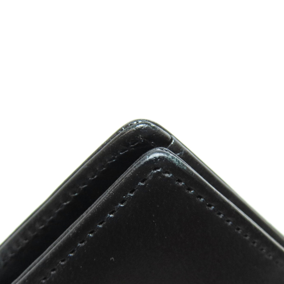 MONTBLANC Bifold Wallet leather black logo Women Used Authentic