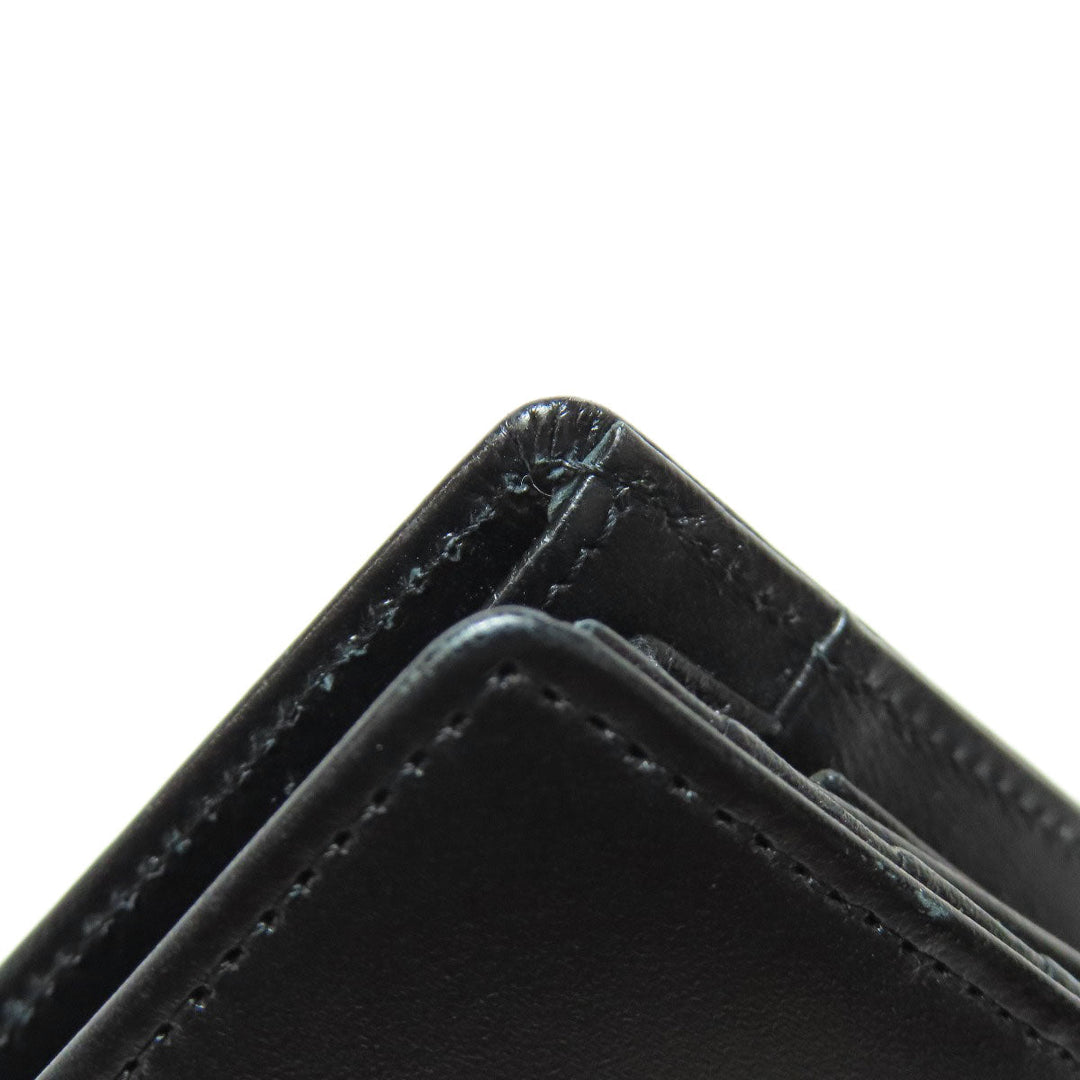 MONTBLANC Bifold Wallet leather black logo Women Used Authentic