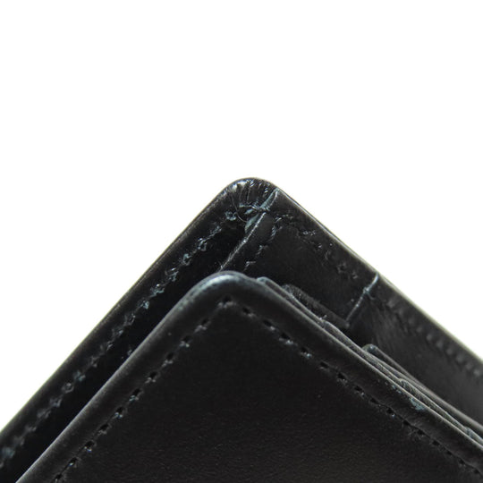 MONTBLANC Bifold Wallet leather black logo Women Used Authentic