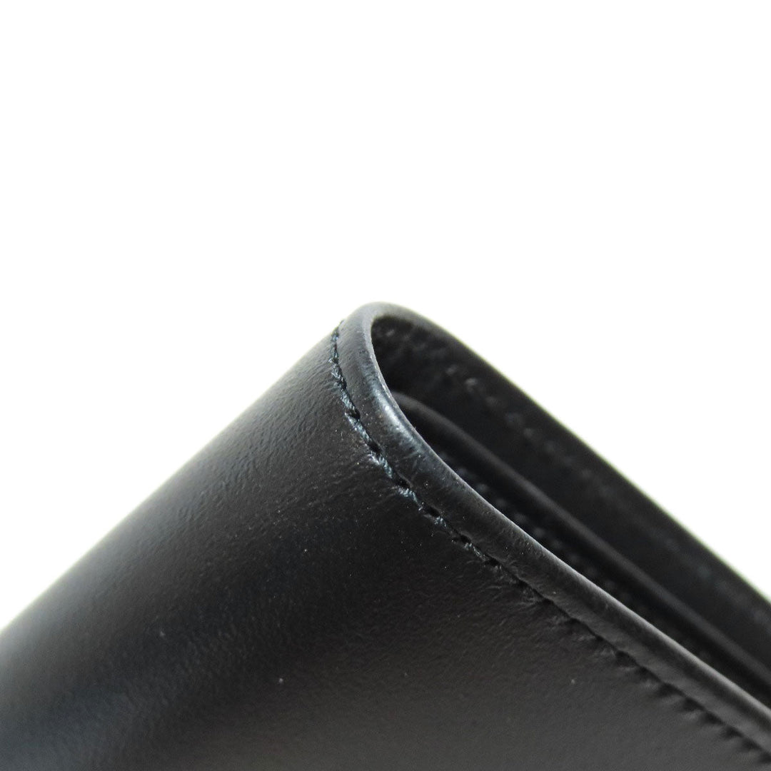MONTBLANC Bifold Wallet leather black logo Women Used Authentic