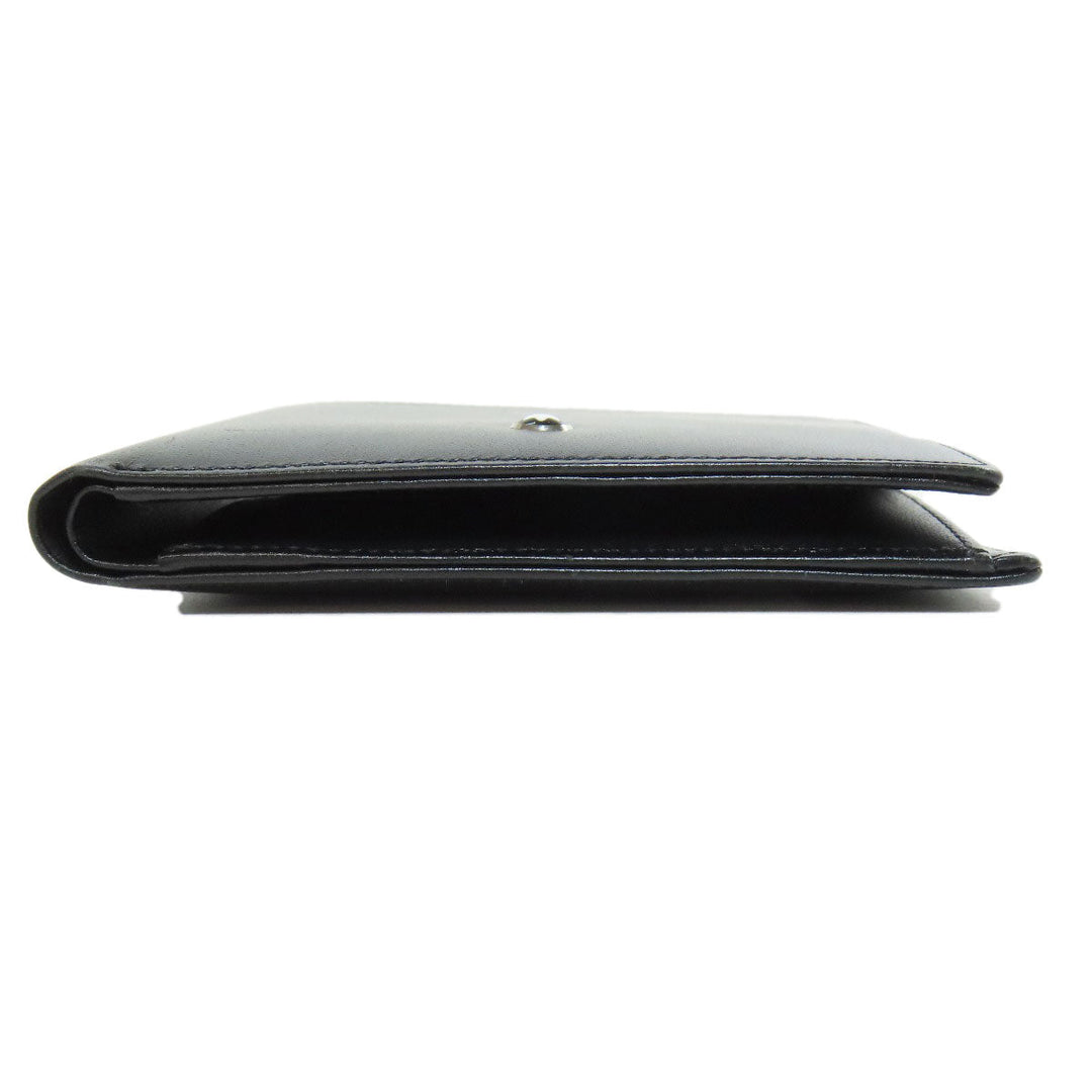 MONTBLANC Bifold Wallet leather black logo Women Used Authentic