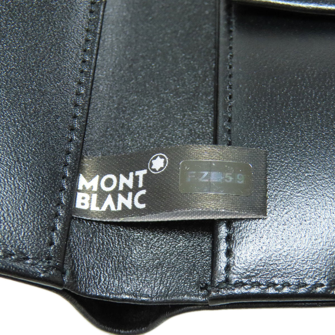 MONTBLANC Bifold Wallet leather black logo Women Used Authentic