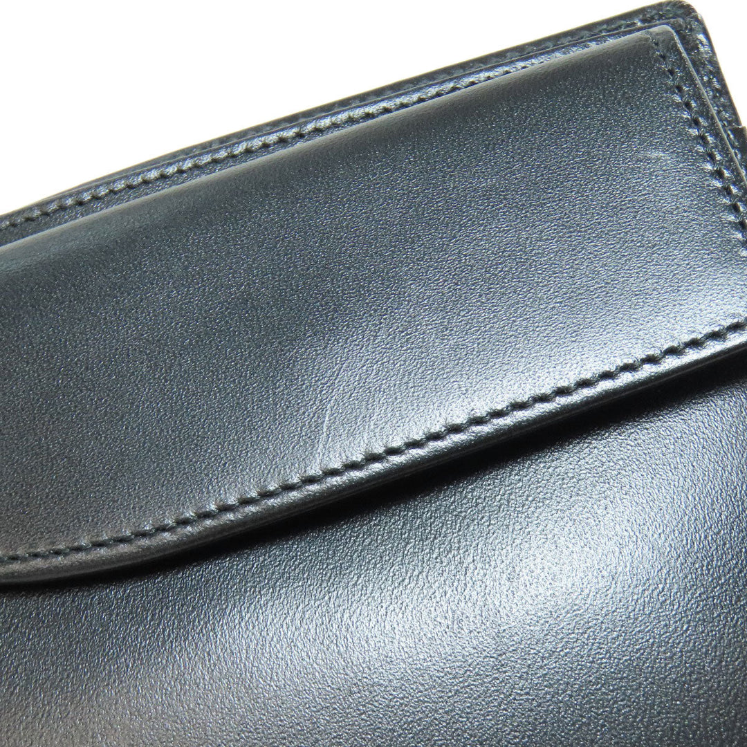 MONTBLANC Bifold Wallet leather black logo Women Used Authentic