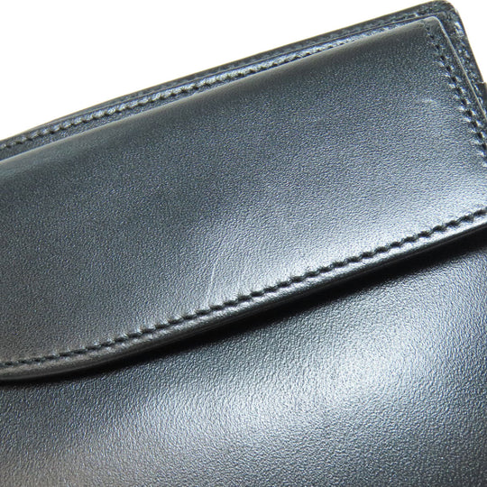 MONTBLANC Bifold Wallet leather black logo Women Used Authentic