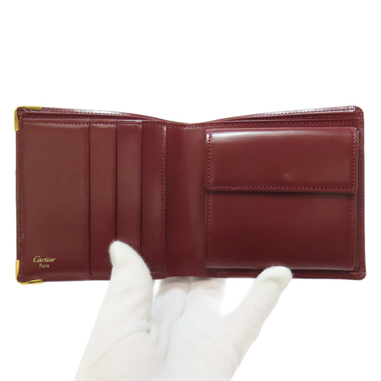 CARTIER Bifold Wallet leather Red Must Line