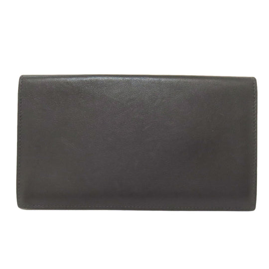 HERMES Long Wallet Purse Calfskin gray Citizen Twill Long Silk Inn Women Used Authentic