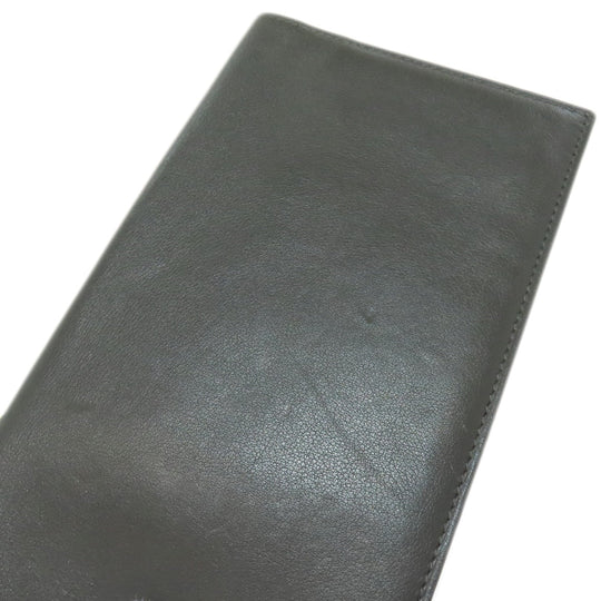HERMES Long Wallet Purse Calfskin gray Citizen Twill Long Silk Inn Women Used Authentic