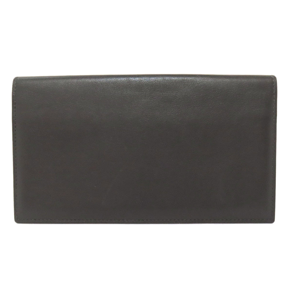HERMES Long Wallet Purse Calfskin gray Citizen Twill Long Silk Inn Women Used Authentic