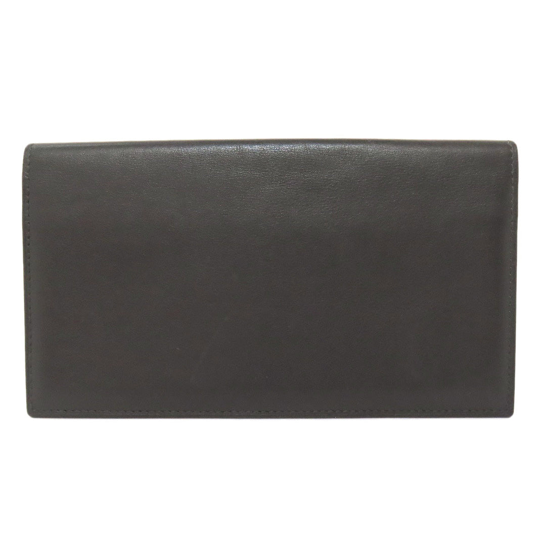 HERMES Long Wallet Purse Calfskin gray Citizen Twill Long Silk Inn Women Used Authentic