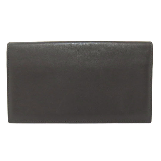 HERMES Long Wallet Purse Calfskin gray Citizen Twill Long Silk Inn Women Used Authentic