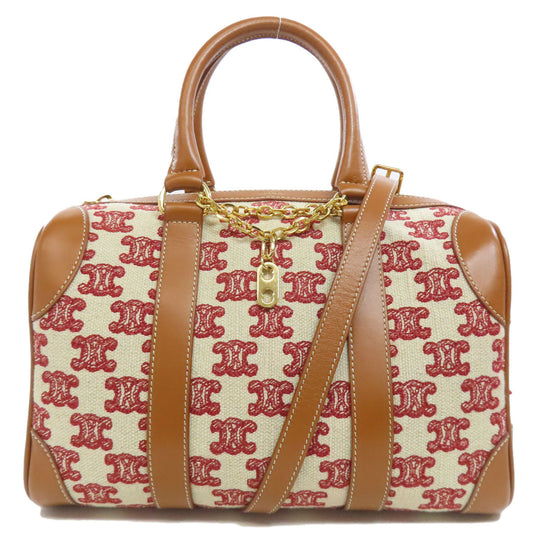 CELINE Boston Duffel bag canvas Brown Triomphe 2WAY Women Used Authentic