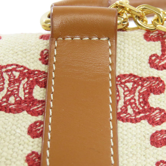 CELINE Boston Duffel bag canvas Brown Triomphe 2WAY Women Used Authentic