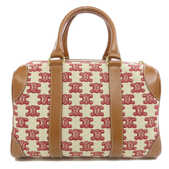 CELINE Boston Duffel bag canvas Brown Triomphe 2WAY Women Used Authentic