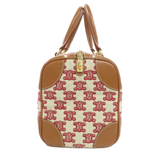 CELINE Boston Duffel bag canvas Brown Triomphe 2WAY Women Used Authentic