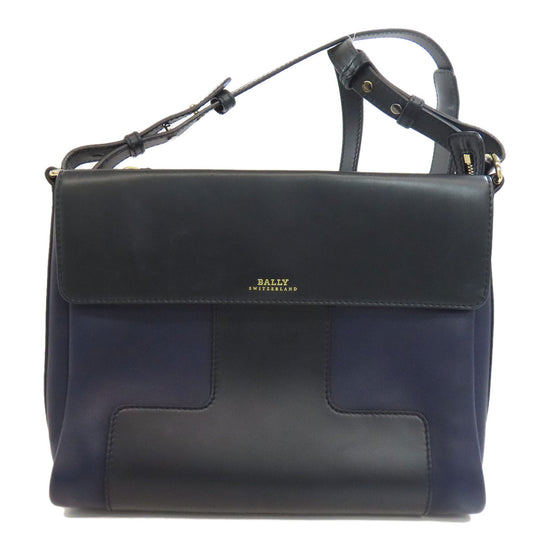 BALLY Shoulder Bag leather Navy logo
