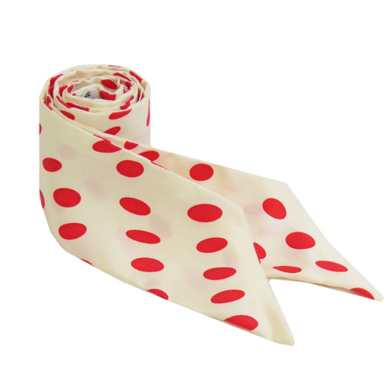 HERMES scarf silk white Twilly Hola Flamenca Dot Pattern Women Used Authentic