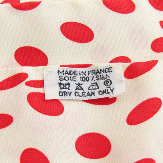 HERMES scarf silk white Twilly Hola Flamenca Dot Pattern Women Used Authentic