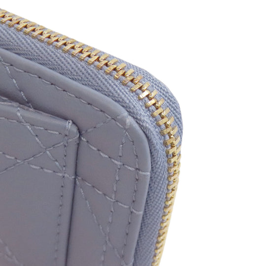 Christian Dior Coin case Calfskin blue Lady Dior Cosmos Zip Card Holder