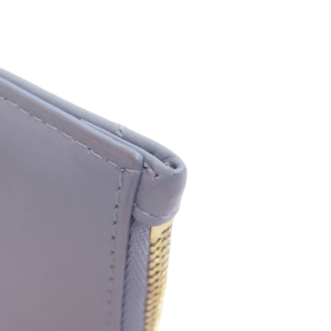 Christian Dior Coin case Calfskin blue Lady Dior Cosmos Zip Card Holder
