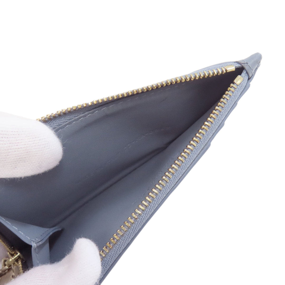 Christian Dior Coin case Calfskin blue Lady Dior Cosmos Zip Card Holder