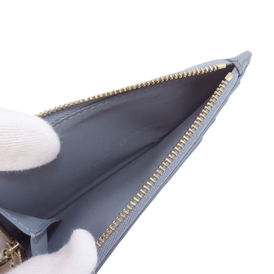 Christian Dior Coin case Calfskin blue Lady Dior Cosmos Zip Card Holder