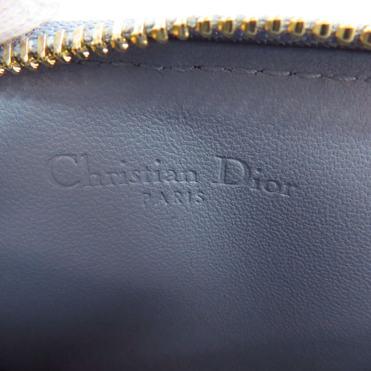 Christian Dior Coin case Calfskin blue Lady Dior Cosmos Zip Card Holder