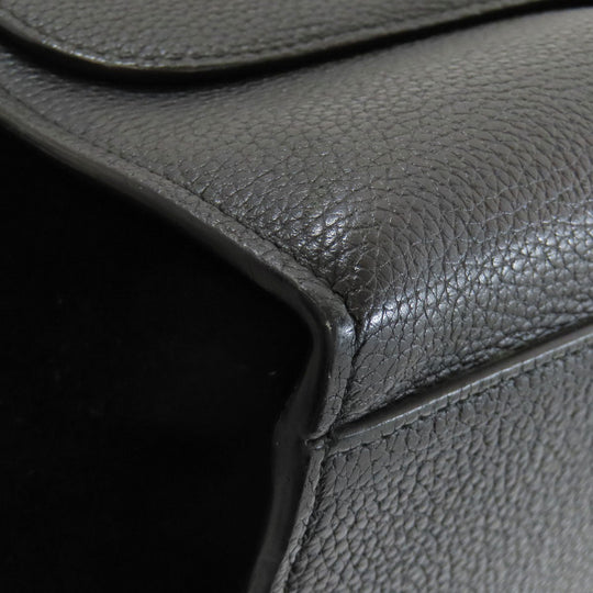 CELINE Handbag leather black Trapeze 2WAY Women Used Authentic