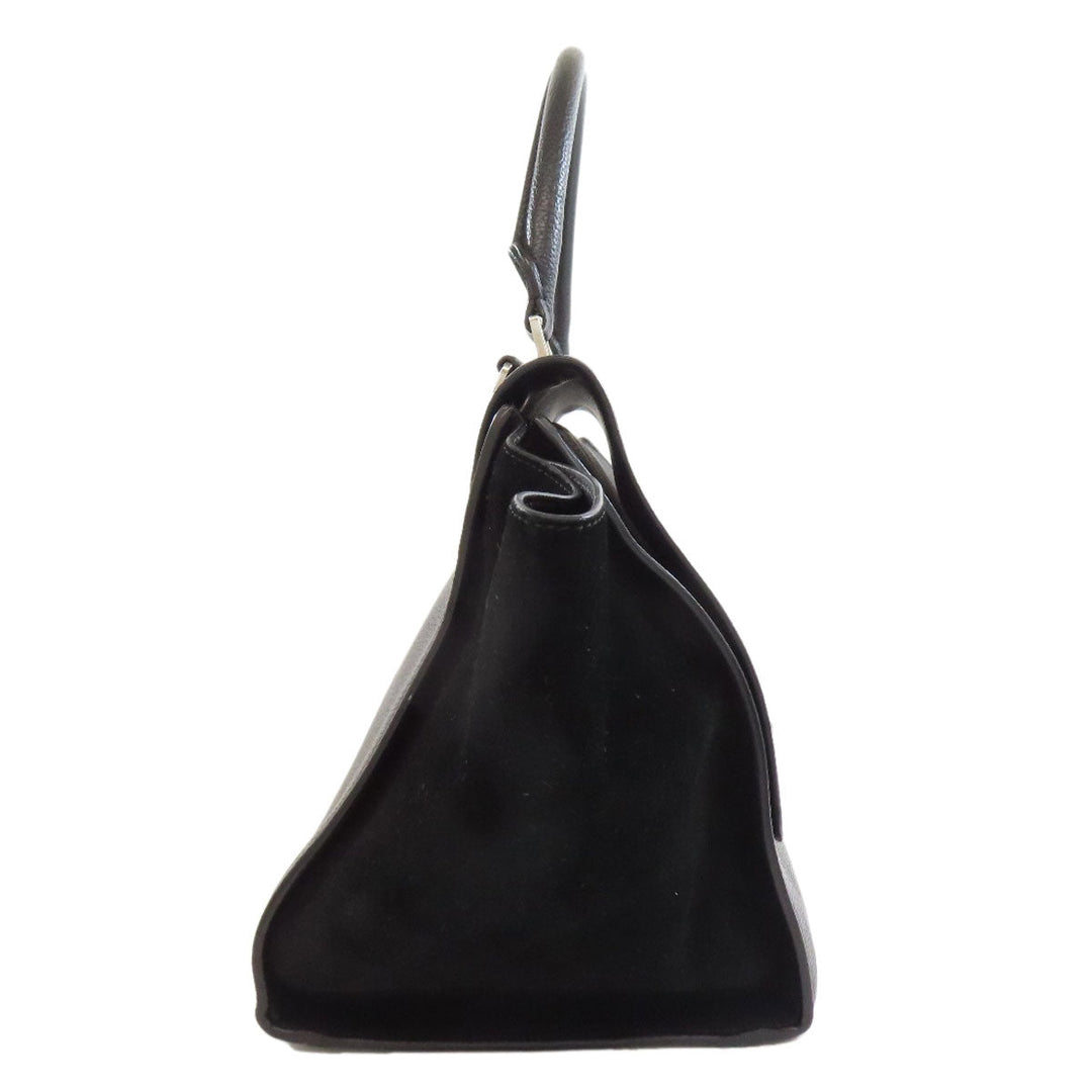 CELINE Handbag leather black Trapeze 2WAY Women Used Authentic