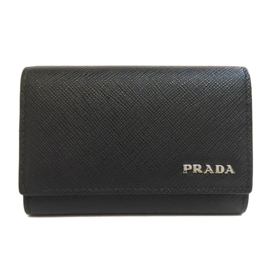 PRADA Key case Key holder  2PG002 Safiano black logo Women Used Authentic
