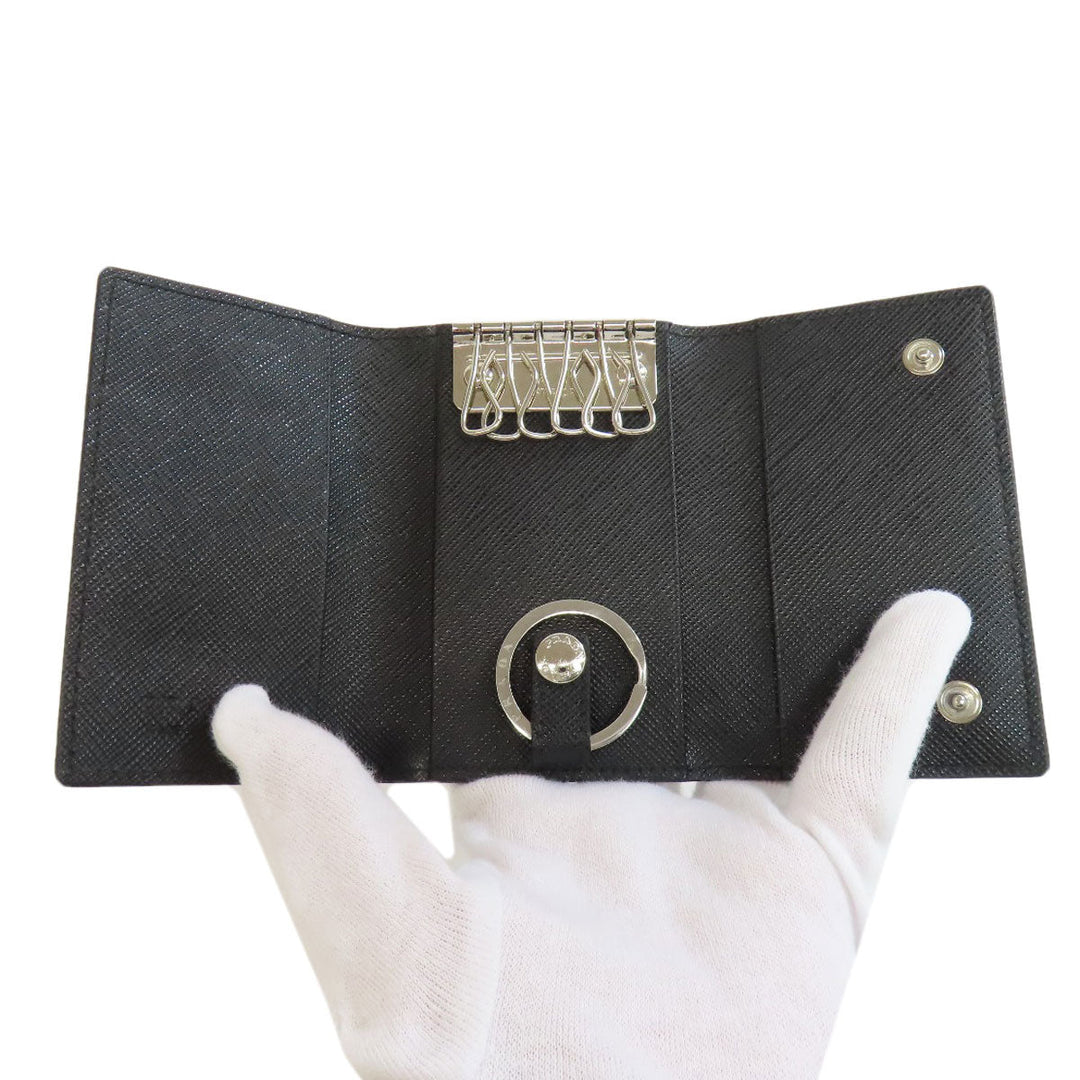 PRADA Key case Key holder  2PG002 Safiano black logo Women Used Authentic