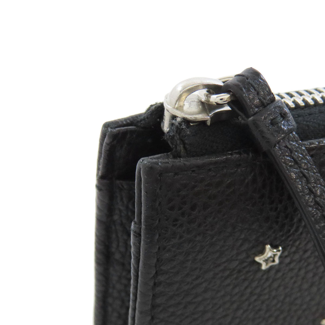 JIMMY CHOO Long Wallet Purse leather black Studs star motif