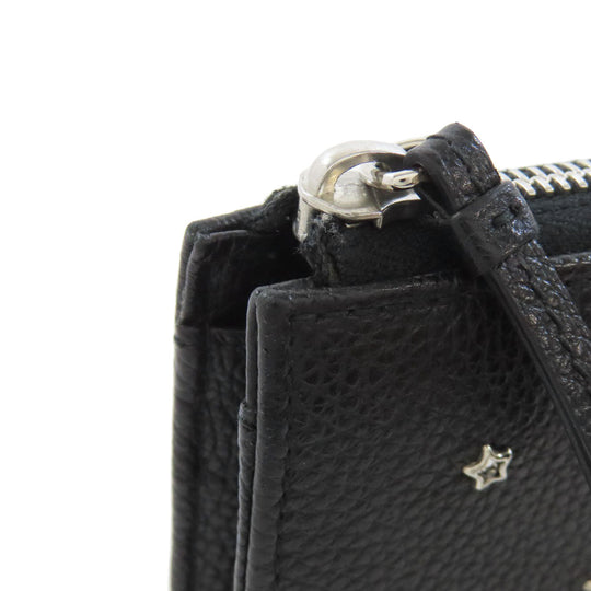 JIMMY CHOO Long Wallet Purse leather black Studs star motif