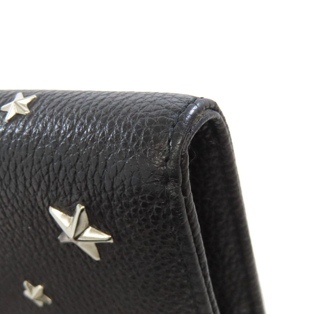 JIMMY CHOO Long Wallet Purse leather black Studs star motif
