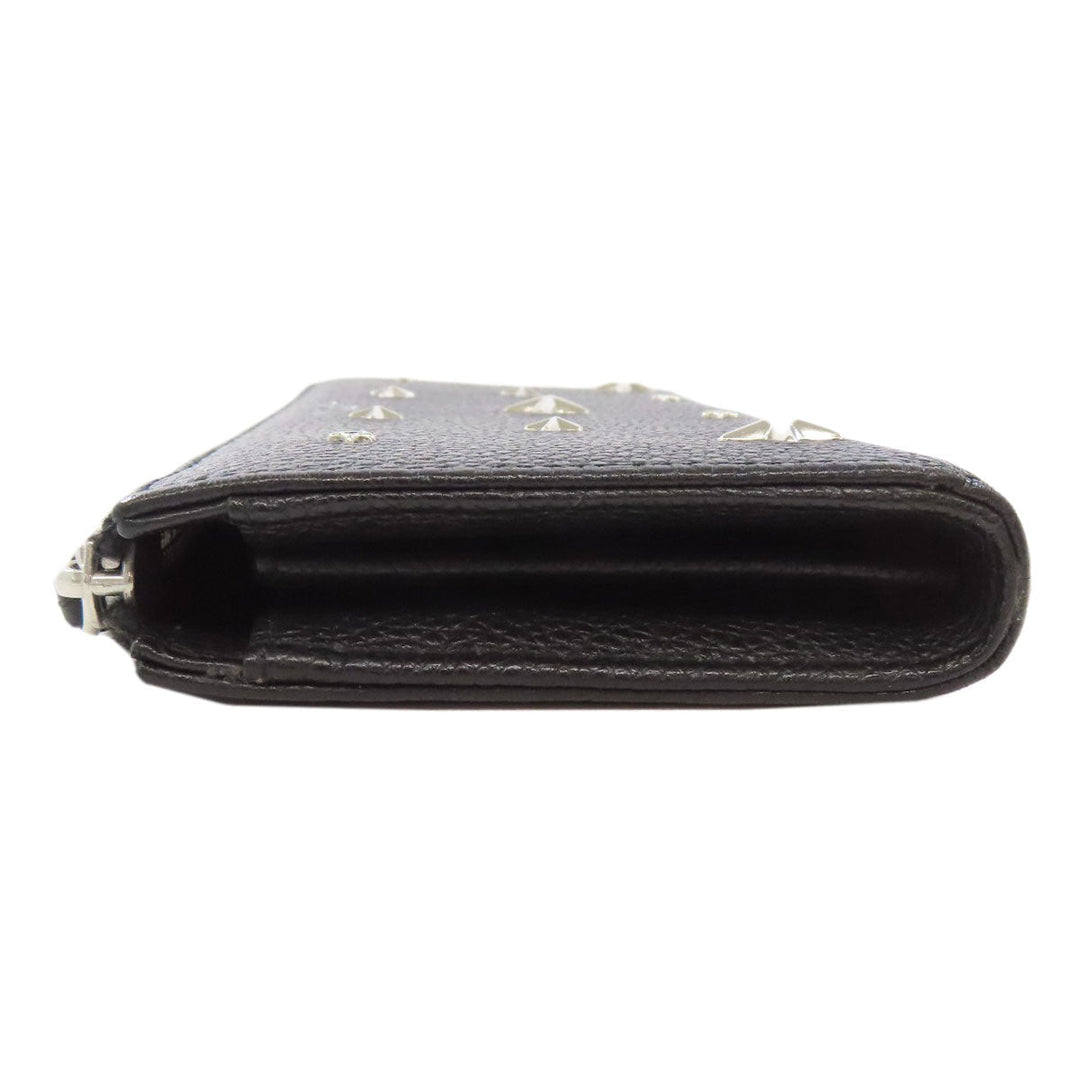 JIMMY CHOO Long Wallet Purse leather black Studs star motif