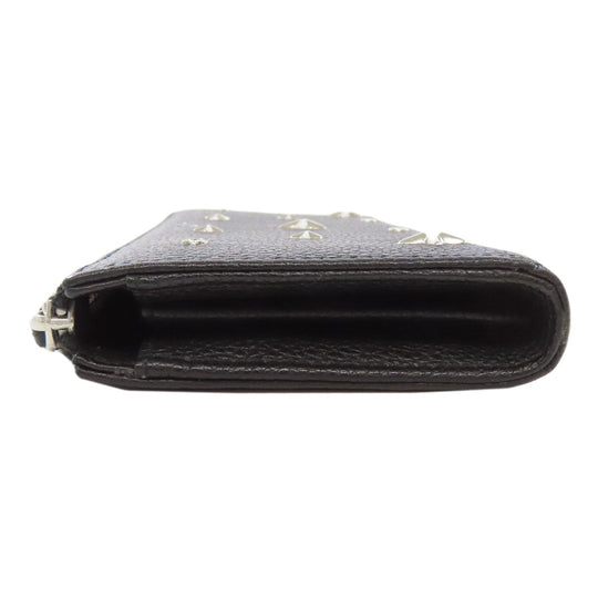 JIMMY CHOO Long Wallet Purse leather black Studs star motif