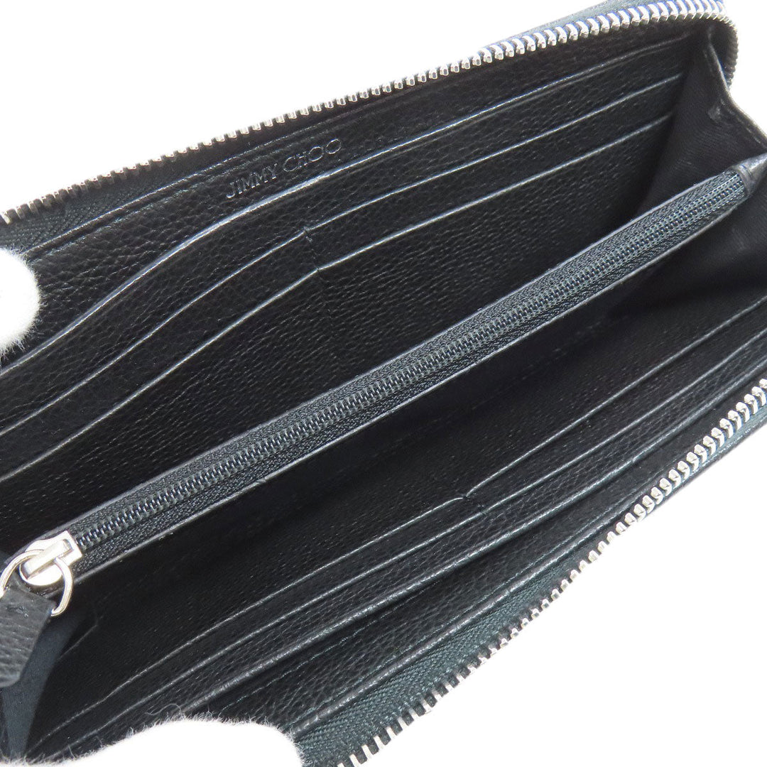 JIMMY CHOO Long Wallet Purse leather black Studs star motif