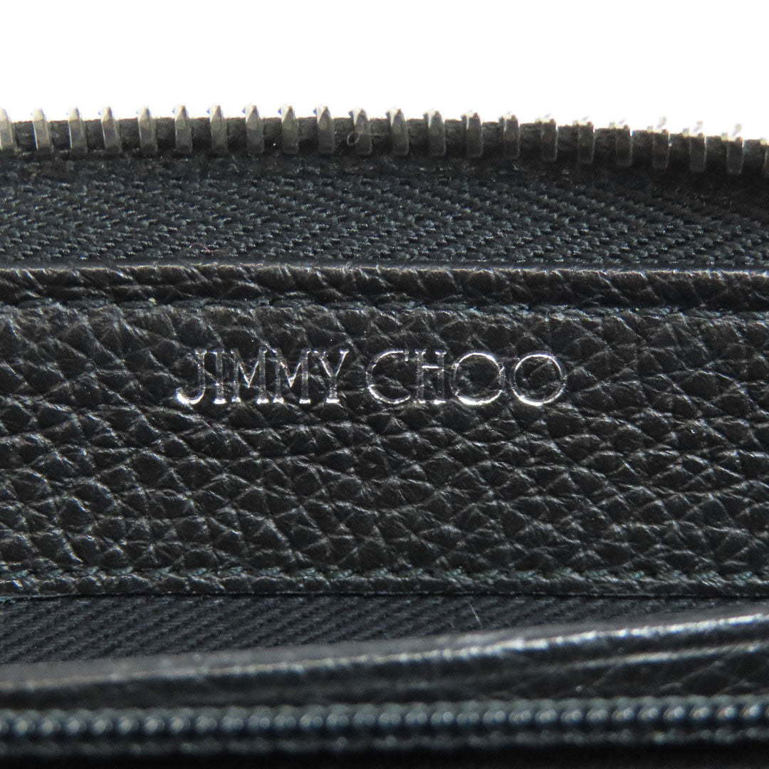 JIMMY CHOO Long Wallet Purse leather black Studs star motif