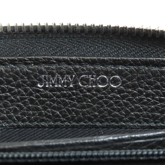 JIMMY CHOO Long Wallet Purse leather black Studs star motif