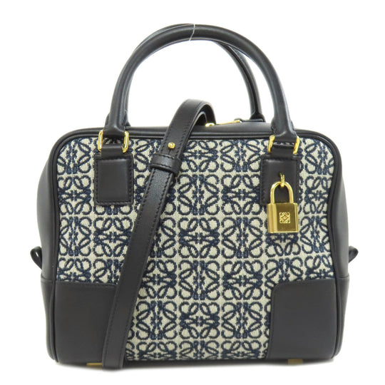 LOEWE Handbag canvas black Amazona 19 2WAY Women Used Authentic
