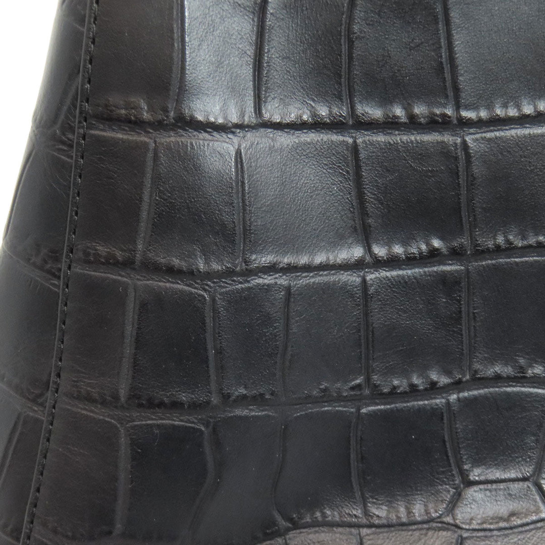 COACH Handbag F37097 leather black Embossed 2WAY Women Used Authentic