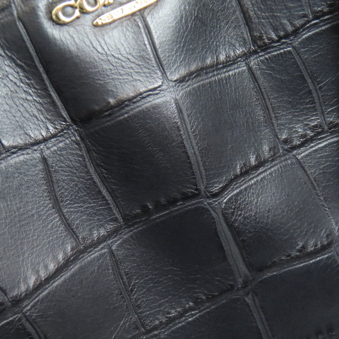 COACH Handbag F37097 leather black Embossed 2WAY Women Used Authentic