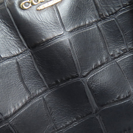 COACH Handbag F37097 leather black Embossed 2WAY Women Used Authentic