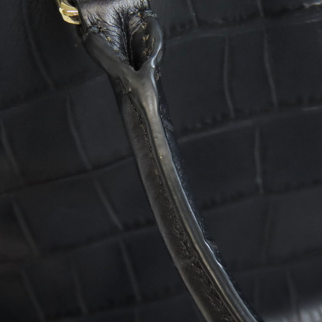 COACH Handbag F37097 leather black Embossed 2WAY Women Used Authentic