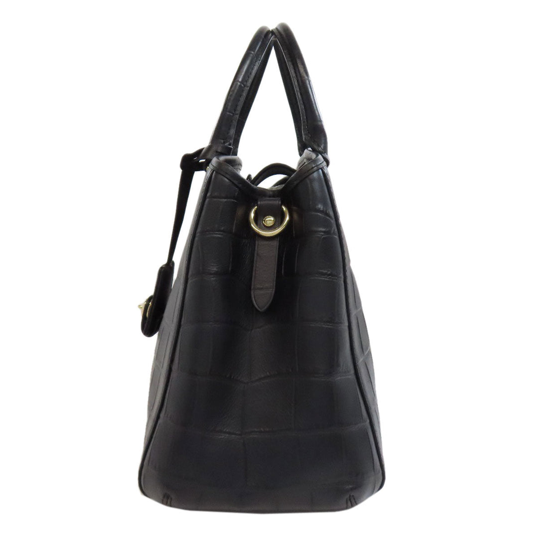 COACH Handbag F37097 leather black Embossed 2WAY Women Used Authentic